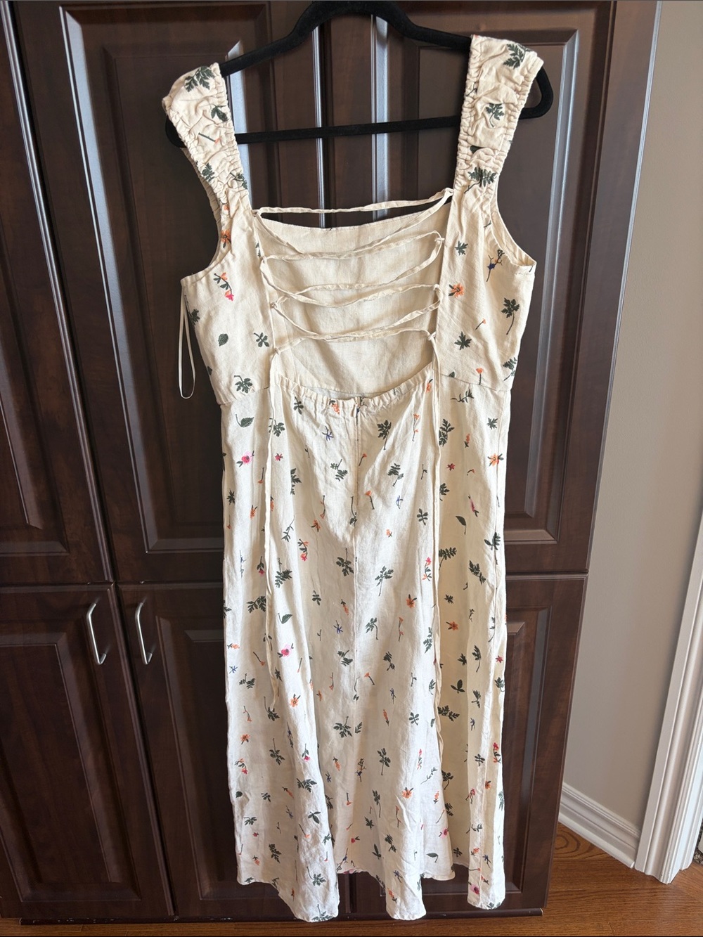 Zara Flowers Embroidered Linen Midi Dress - Picture 4 of 6